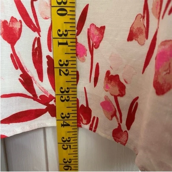 Banana Republic NWT Spring Coral Floral Linen Cotton Mini Dress - Picture 6 of 10